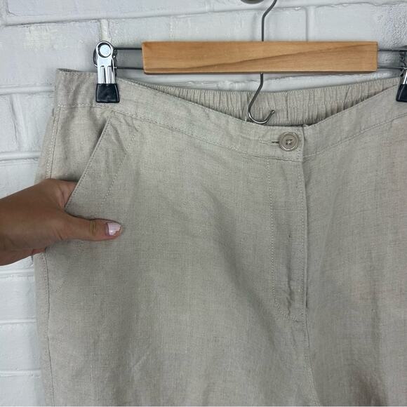 L.L.Bean Neutral Cream Tan 100% Linen Classic Fit Pants Size 18 - Picture 7 of 10
